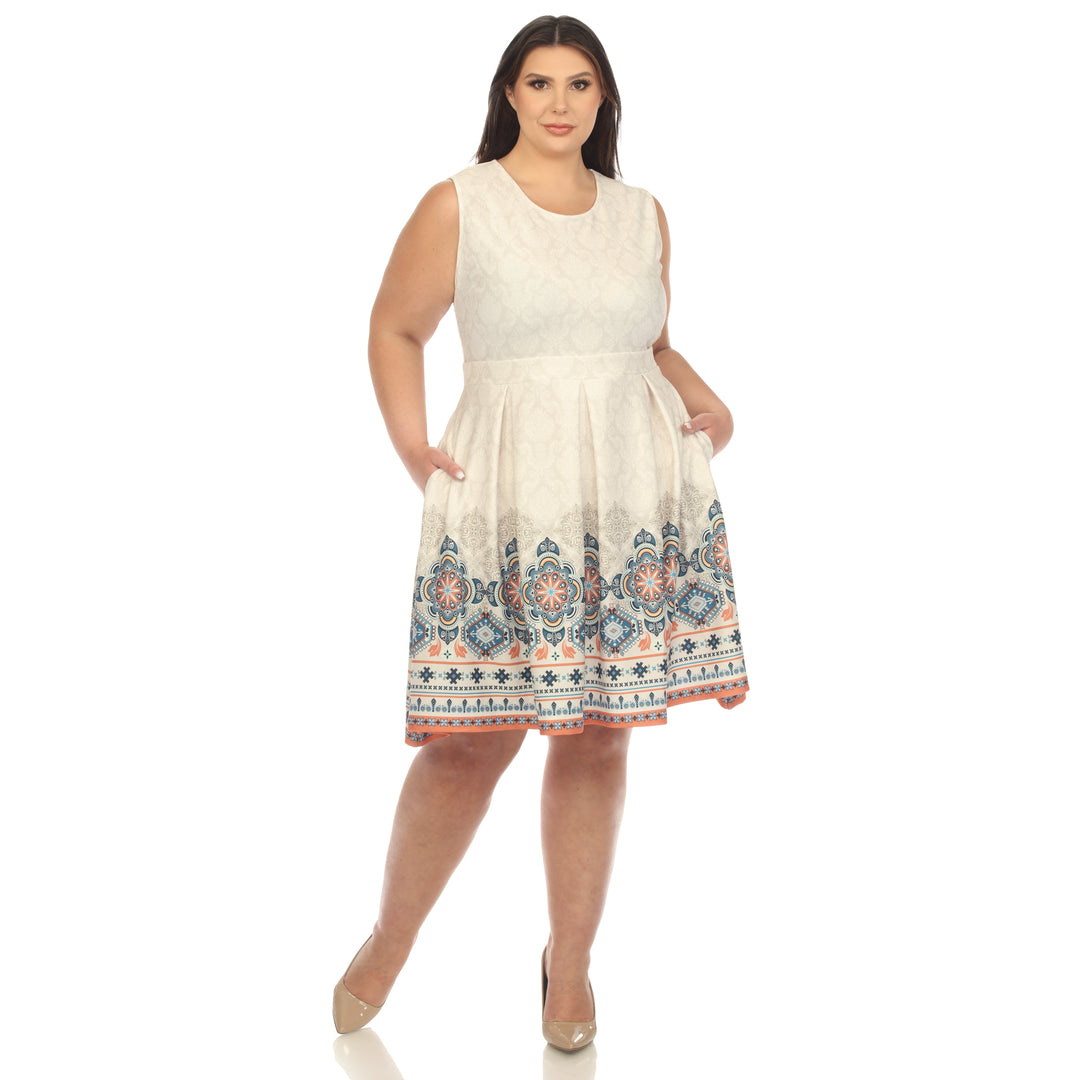 Women's Plus Size Fit and Flare Knee Length Dress