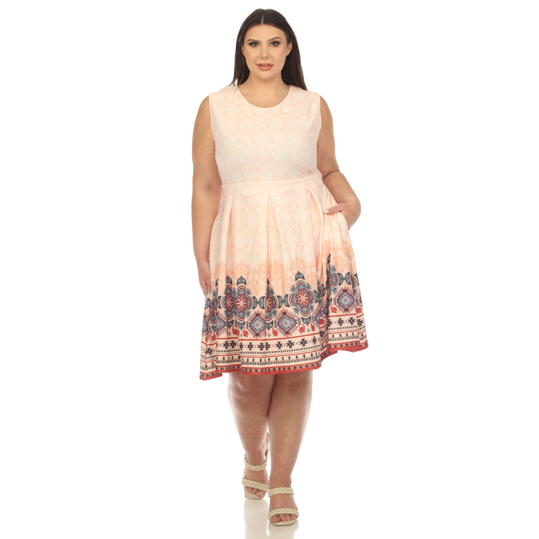 Women's Plus Size Fit and Flare Knee Length Dress