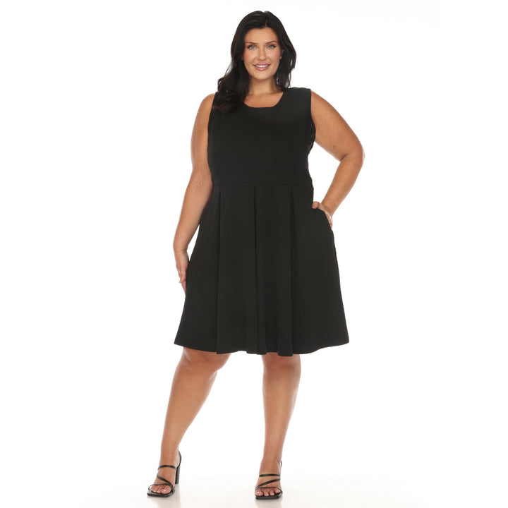 Women's Plus Size Solid Fit and Flare Dress