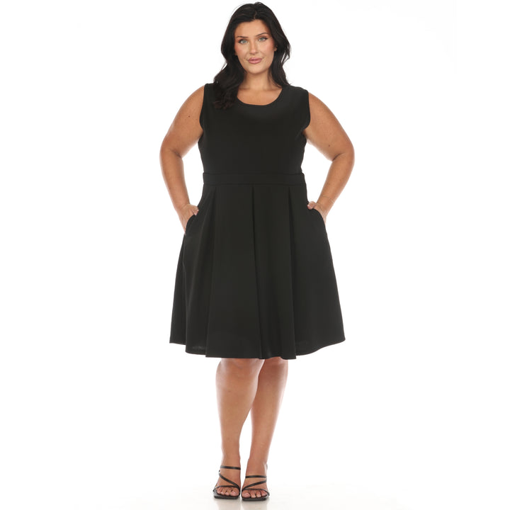 Women's Plus Size Solid Fit and Flare Dress