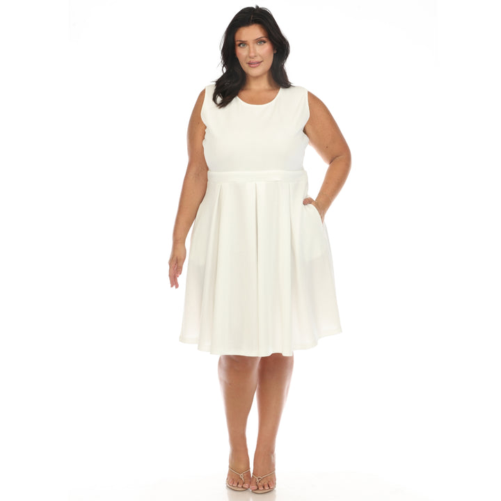 Women's Plus Size Solid Fit and Flare Dress