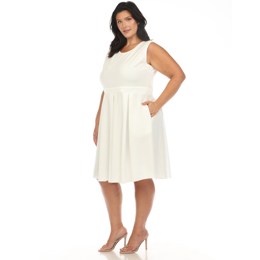 Women's Plus Size Solid Fit and Flare Dress