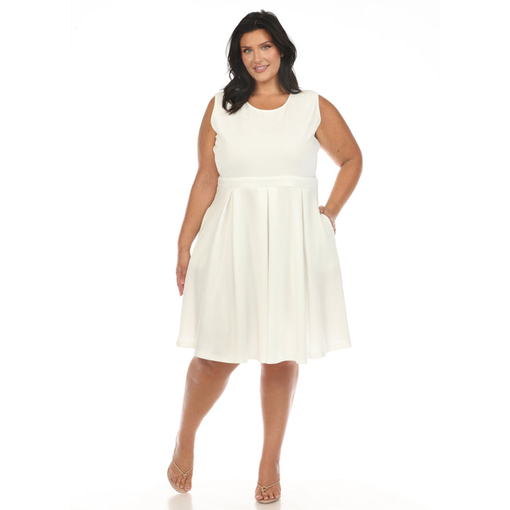 Women's Plus Size Solid Fit and Flare Dress