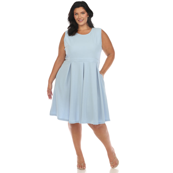 Women's Plus Size Solid Fit and Flare Dress