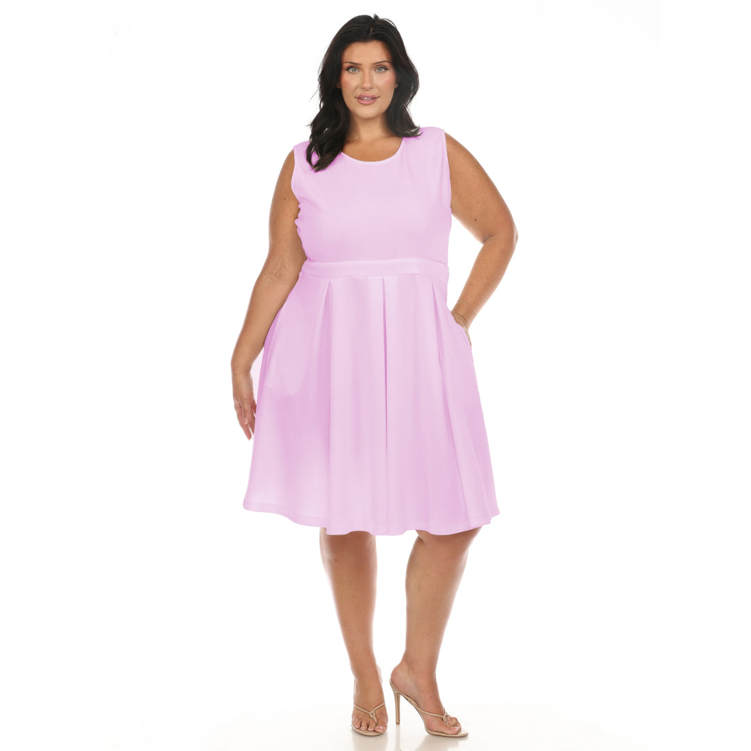 Women's Plus Size Solid Fit and Flare Dress