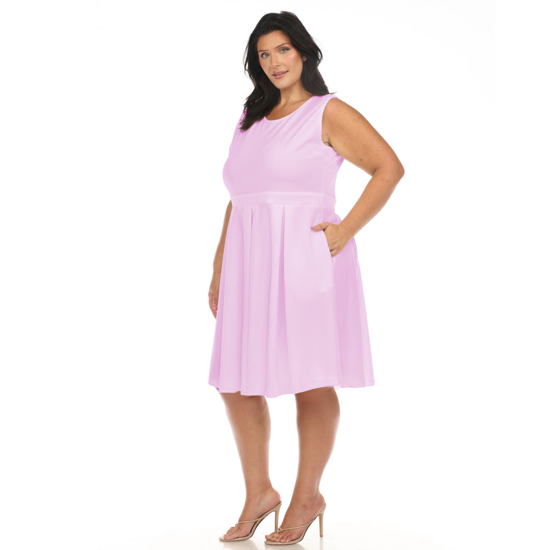 Women's Plus Size Solid Fit and Flare Dress