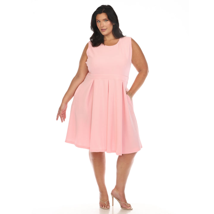 Women's Plus Size Solid Fit and Flare Dress