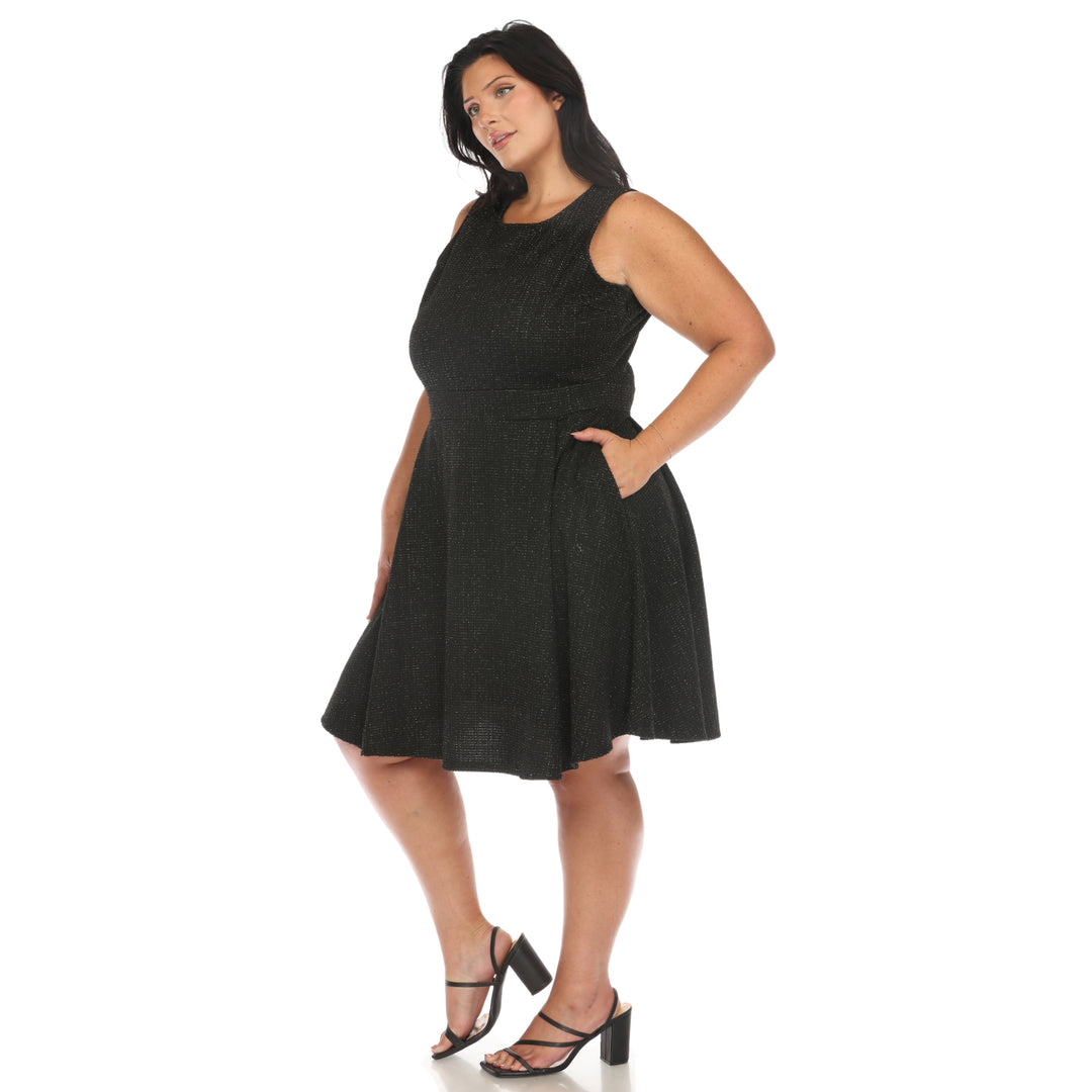 Women's Plus Size Tweed Fit and Flare Dress