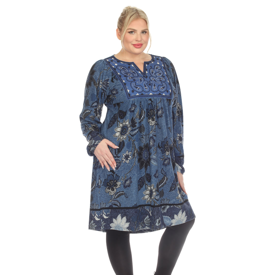 Women's Plus Size Paisley Floral Embroidered Sweater Dress