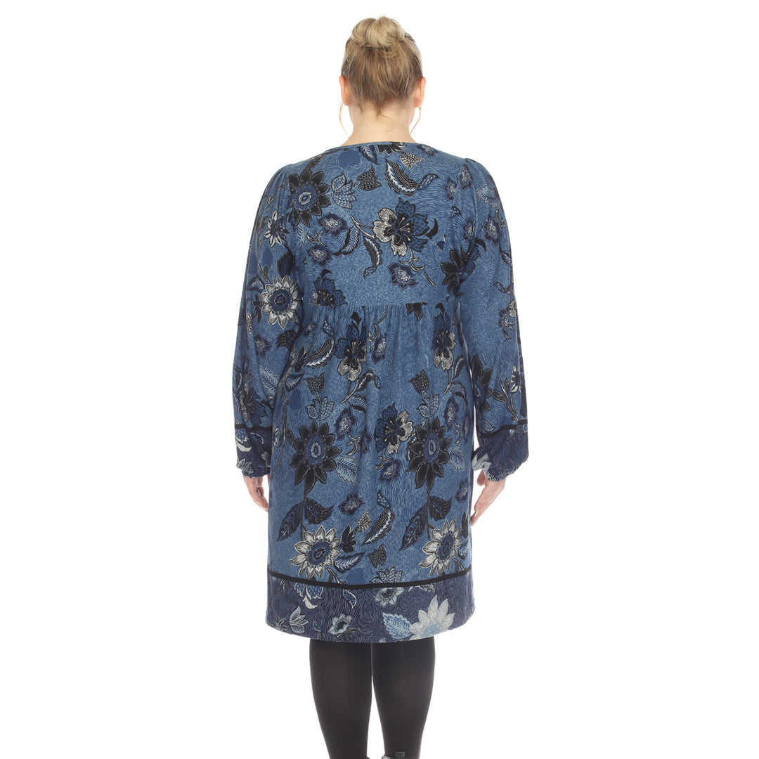 Women's Plus Size Paisley Floral Embroidered Sweater Dress