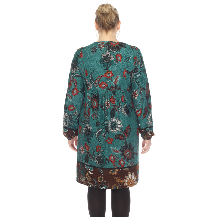 Women's Plus Size Paisley Floral Embroidered Sweater Dress