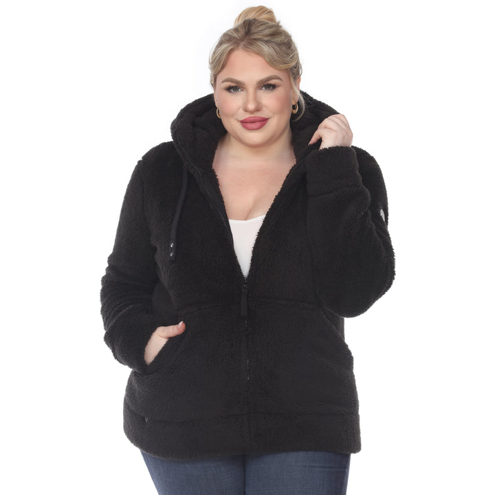 Women's Plus Size Hooded Sherpa Jacket