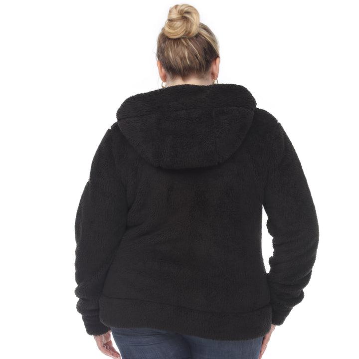 Women's Plus Size Hooded Sherpa Jacket