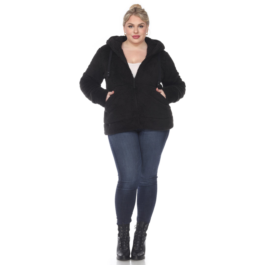 Women's Plus Size Hooded Sherpa Jacket