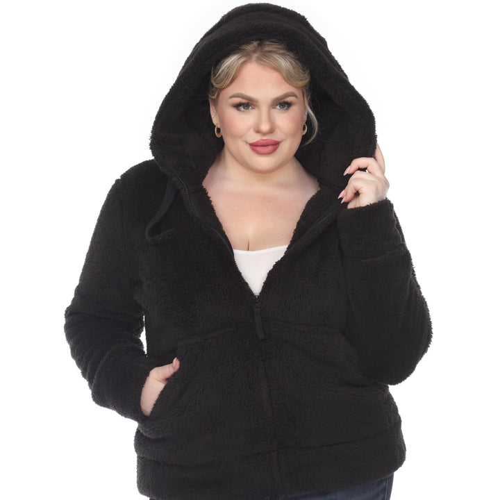 Women's Plus Size Hooded Sherpa Jacket