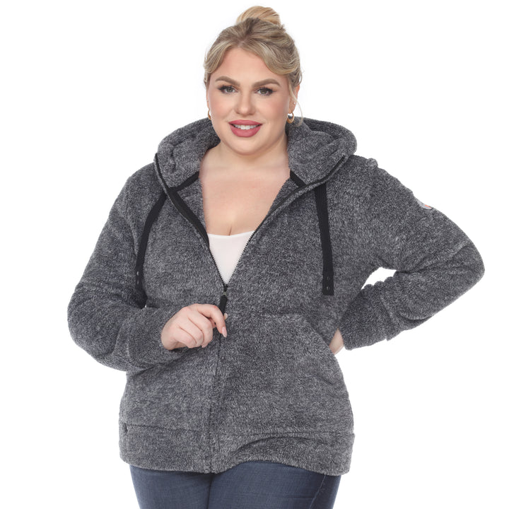 Women's Plus Size Hooded Sherpa Jacket