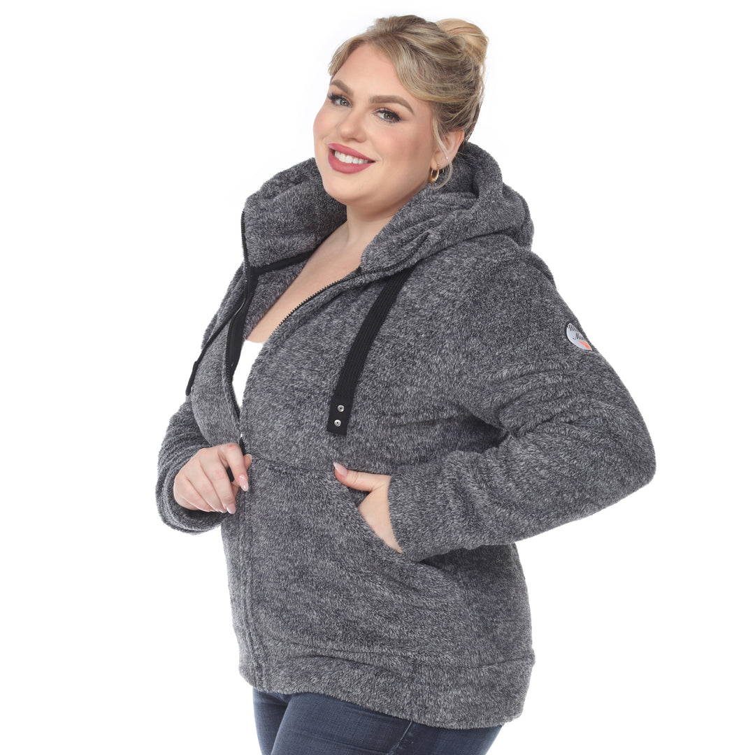 Women's Plus Size Hooded Sherpa Jacket