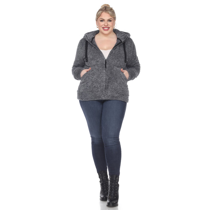 Women's Plus Size Hooded Sherpa Jacket