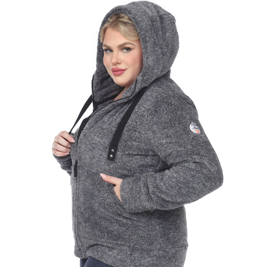 Women's Plus Size Hooded Sherpa Jacket