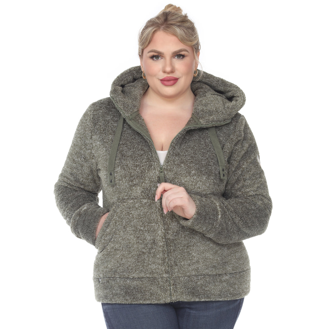 Women's Plus Size Hooded Sherpa Jacket