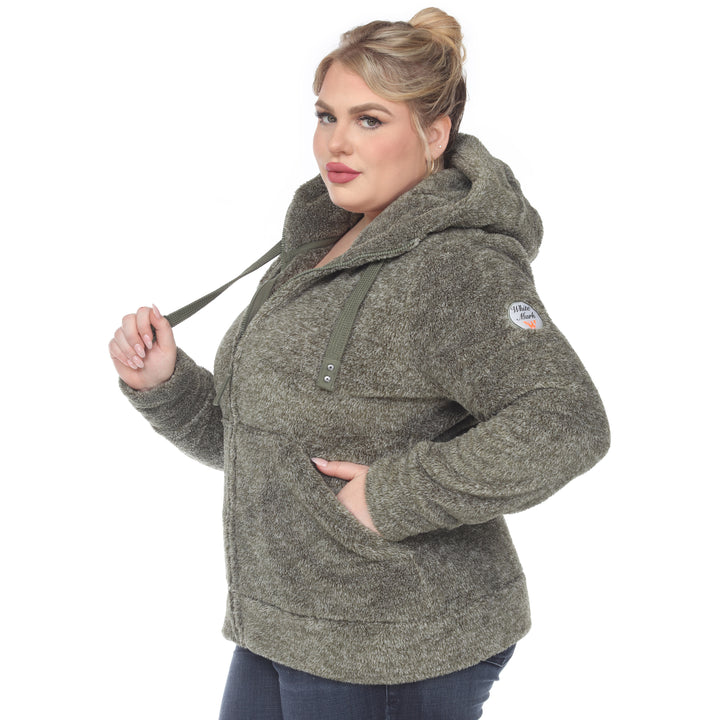 Women's Plus Size Hooded Sherpa Jacket