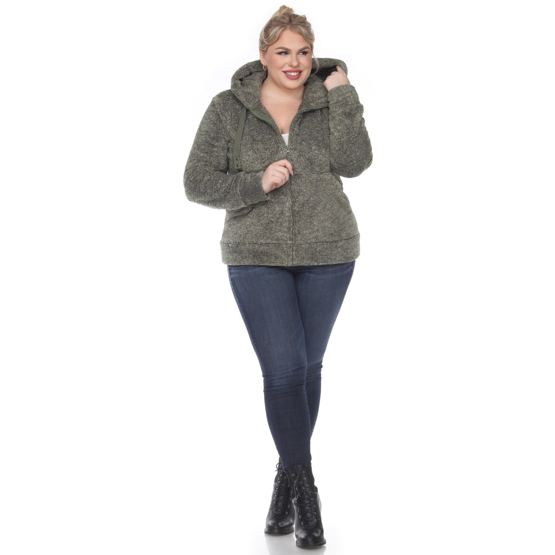 Women's Plus Size Hooded Sherpa Jacket