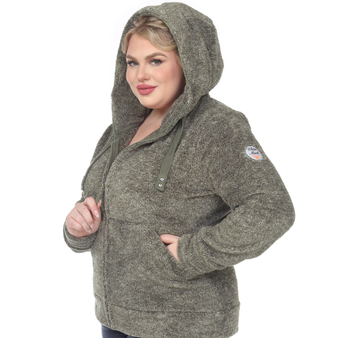 Women's Plus Size Hooded Sherpa Jacket