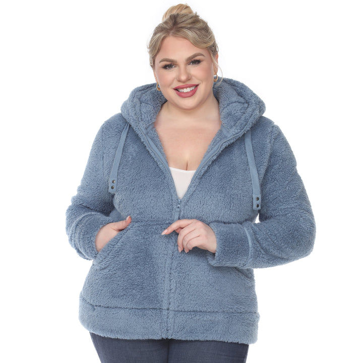 Women's Plus Size Hooded Sherpa Jacket