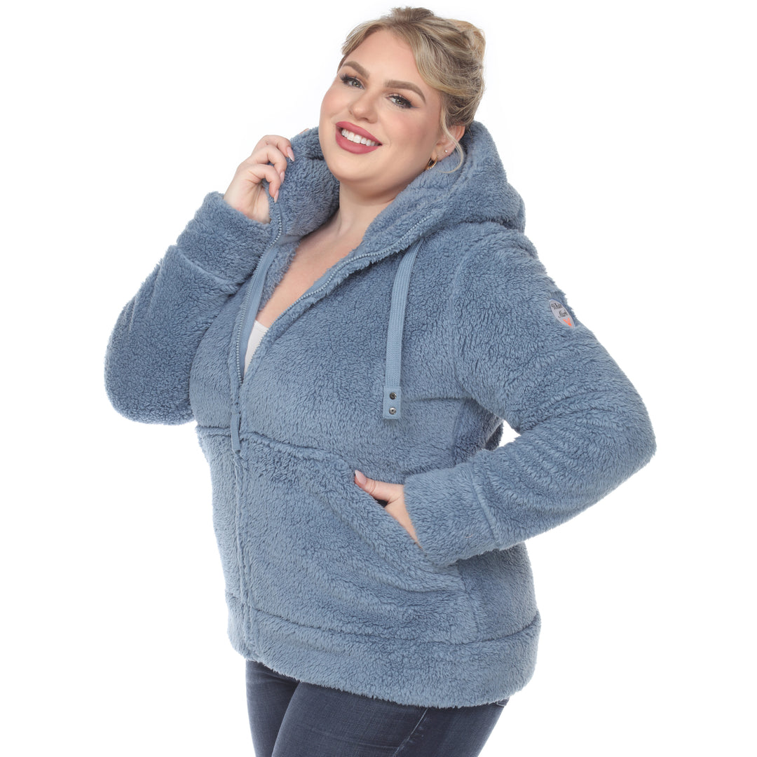 Women's Plus Size Hooded Sherpa Jacket