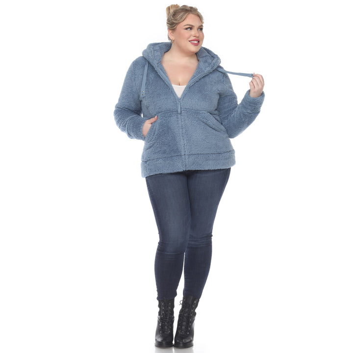 Women's Plus Size Hooded Sherpa Jacket