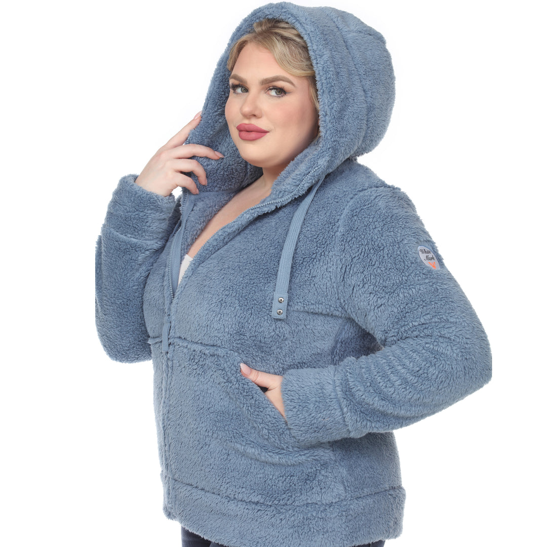 Women's Plus Size Hooded Sherpa Jacket