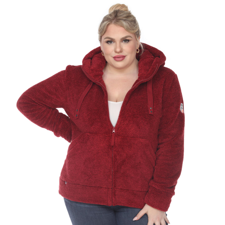 Women's Plus Size Hooded Sherpa Jacket