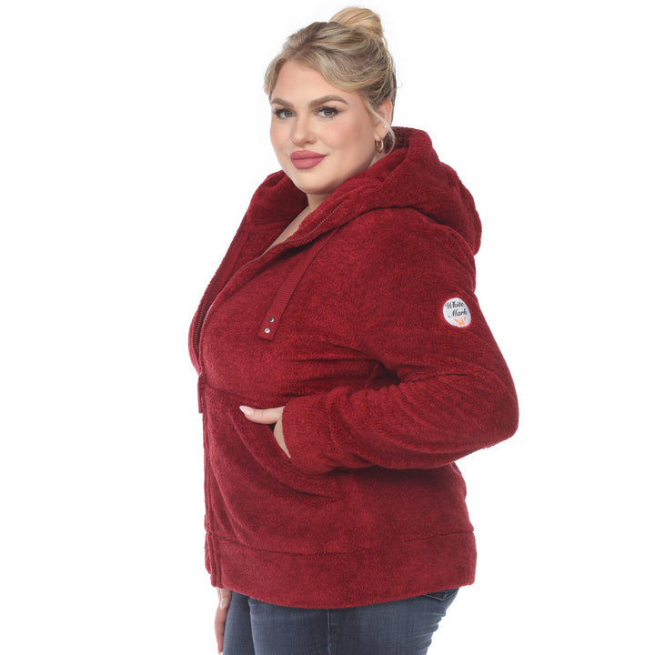 Women's Plus Size Hooded Sherpa Jacket