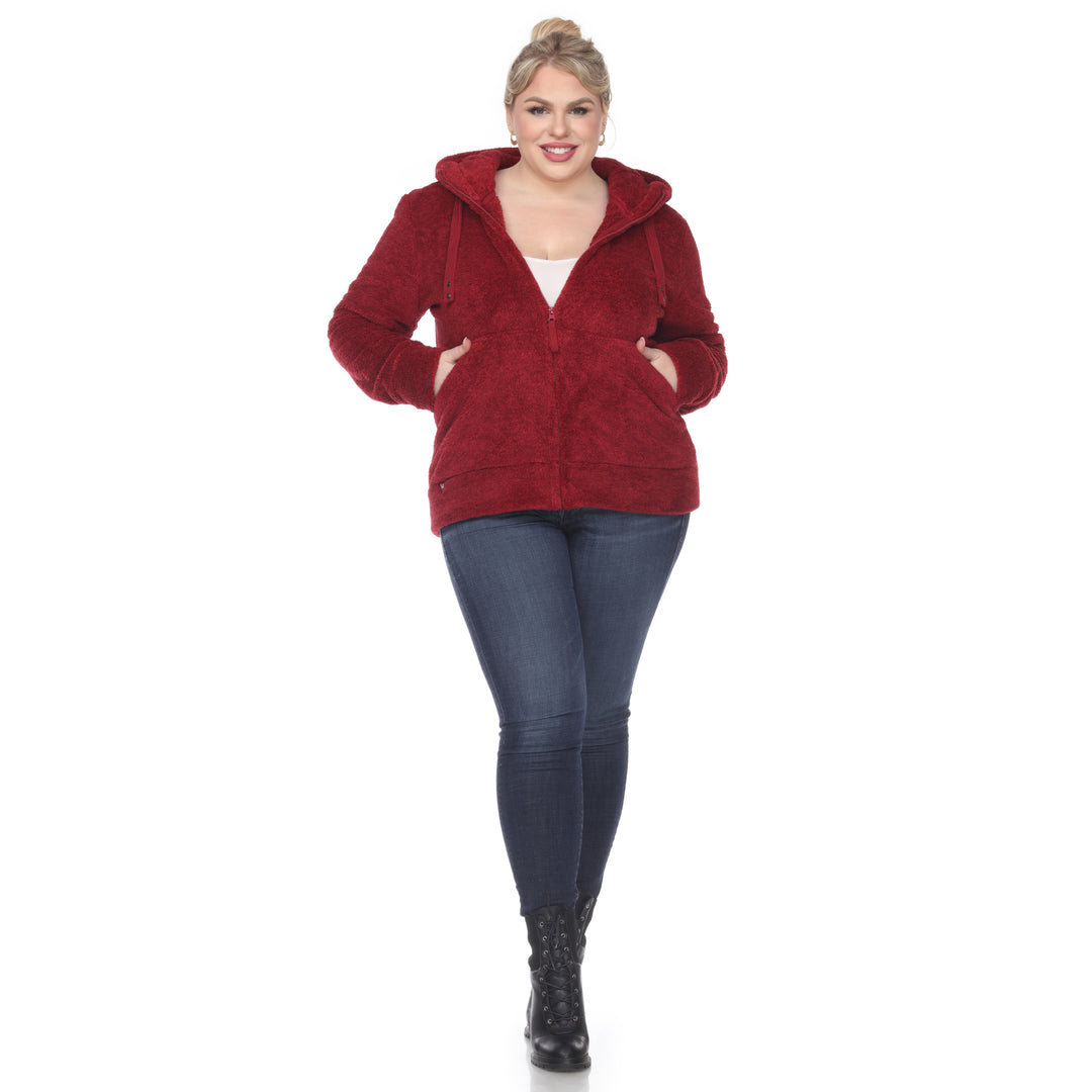 Women's Plus Size Hooded Sherpa Jacket