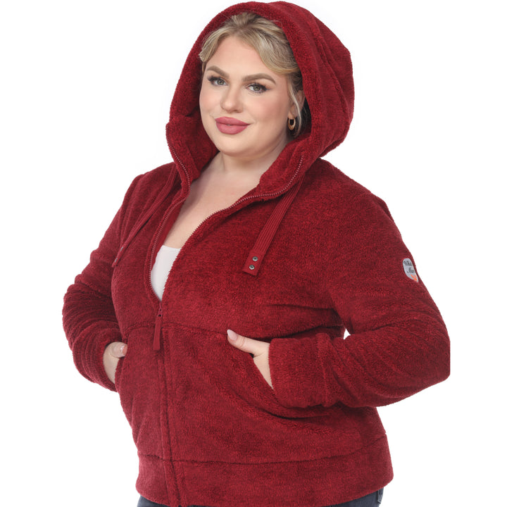 Women's Plus Size Hooded Sherpa Jacket