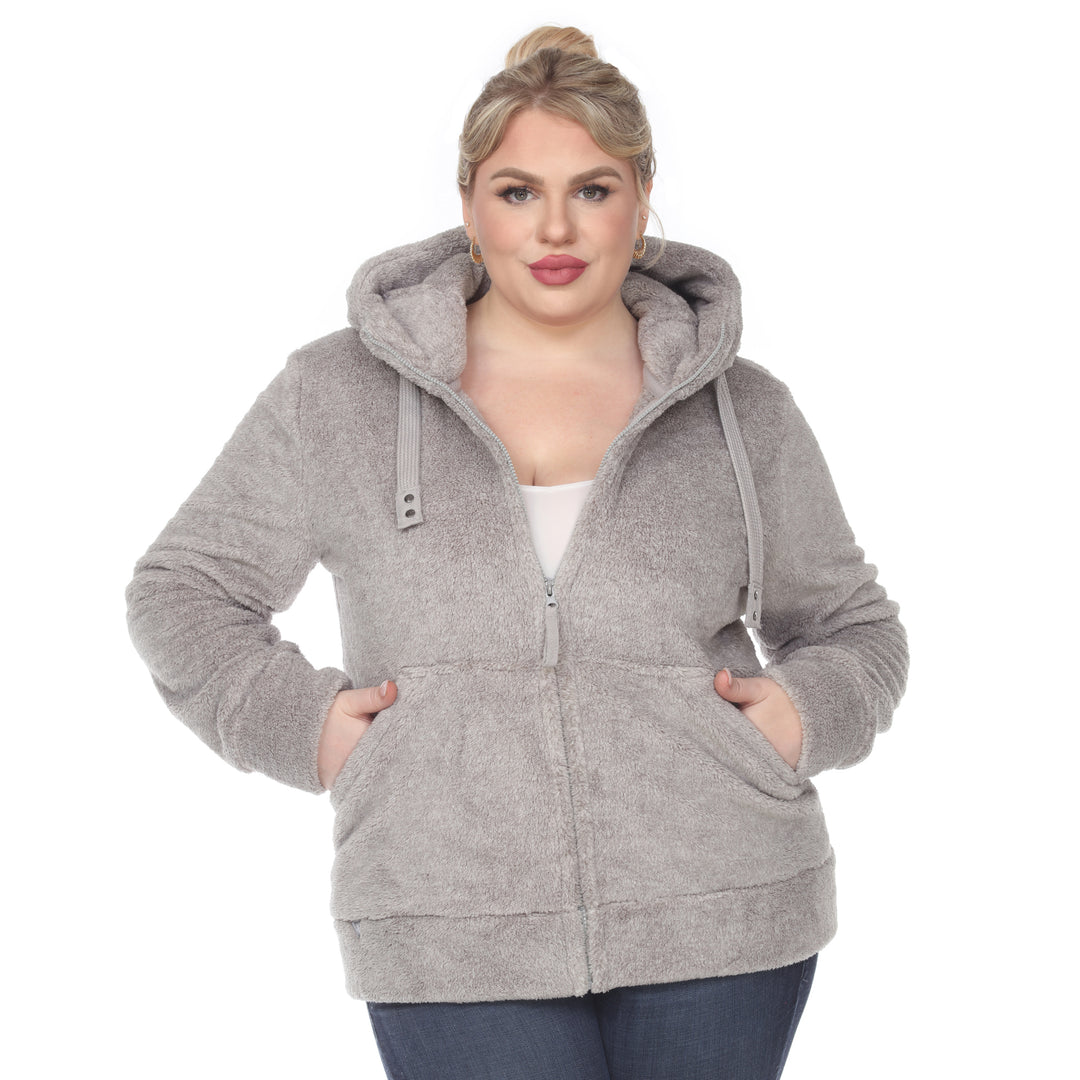 Women's Plus Size Hooded Sherpa Jacket