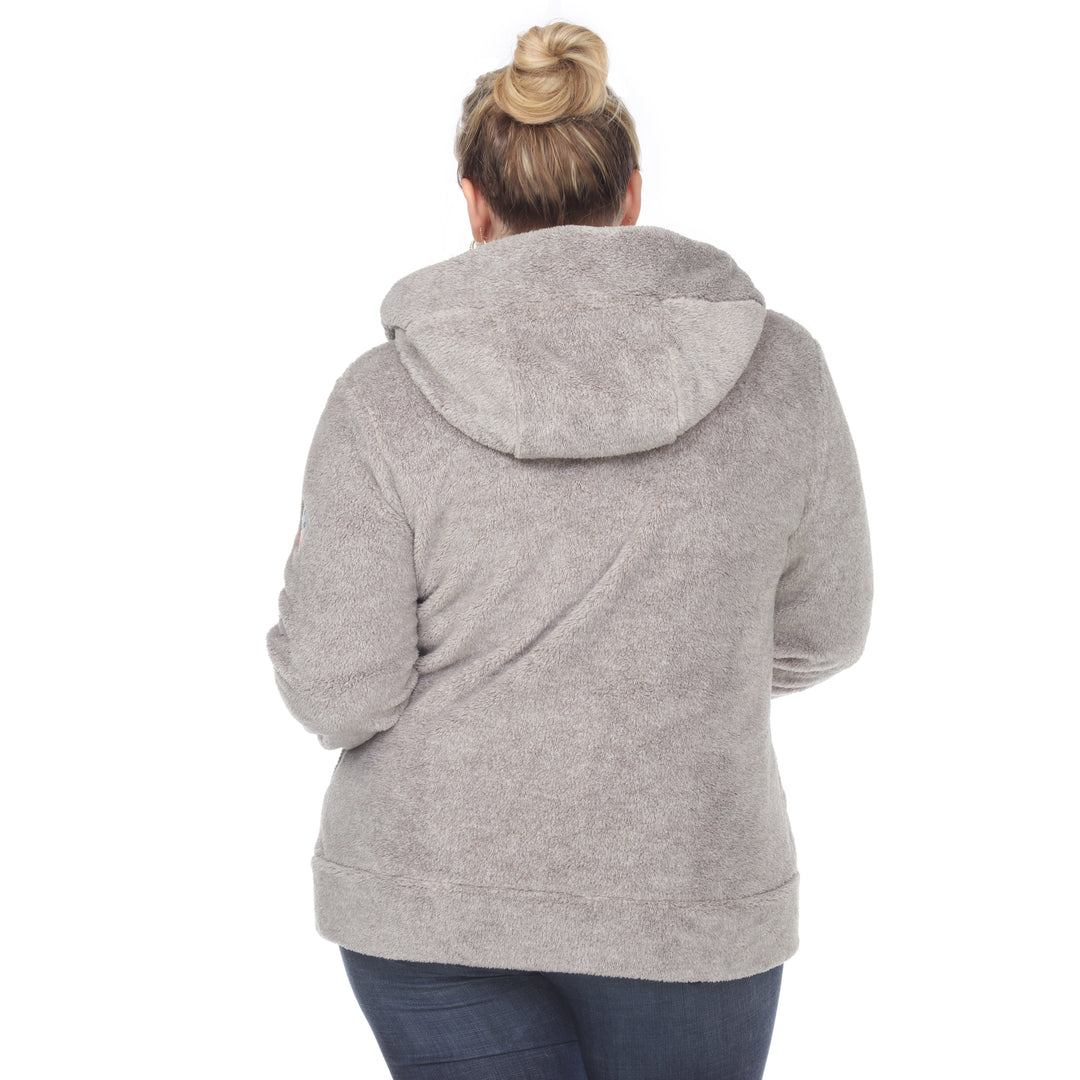 Women's Plus Size Hooded Sherpa Jacket