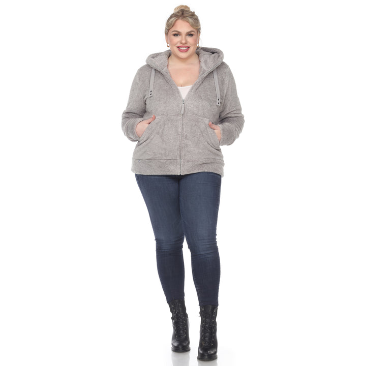 Women's Plus Size Hooded Sherpa Jacket