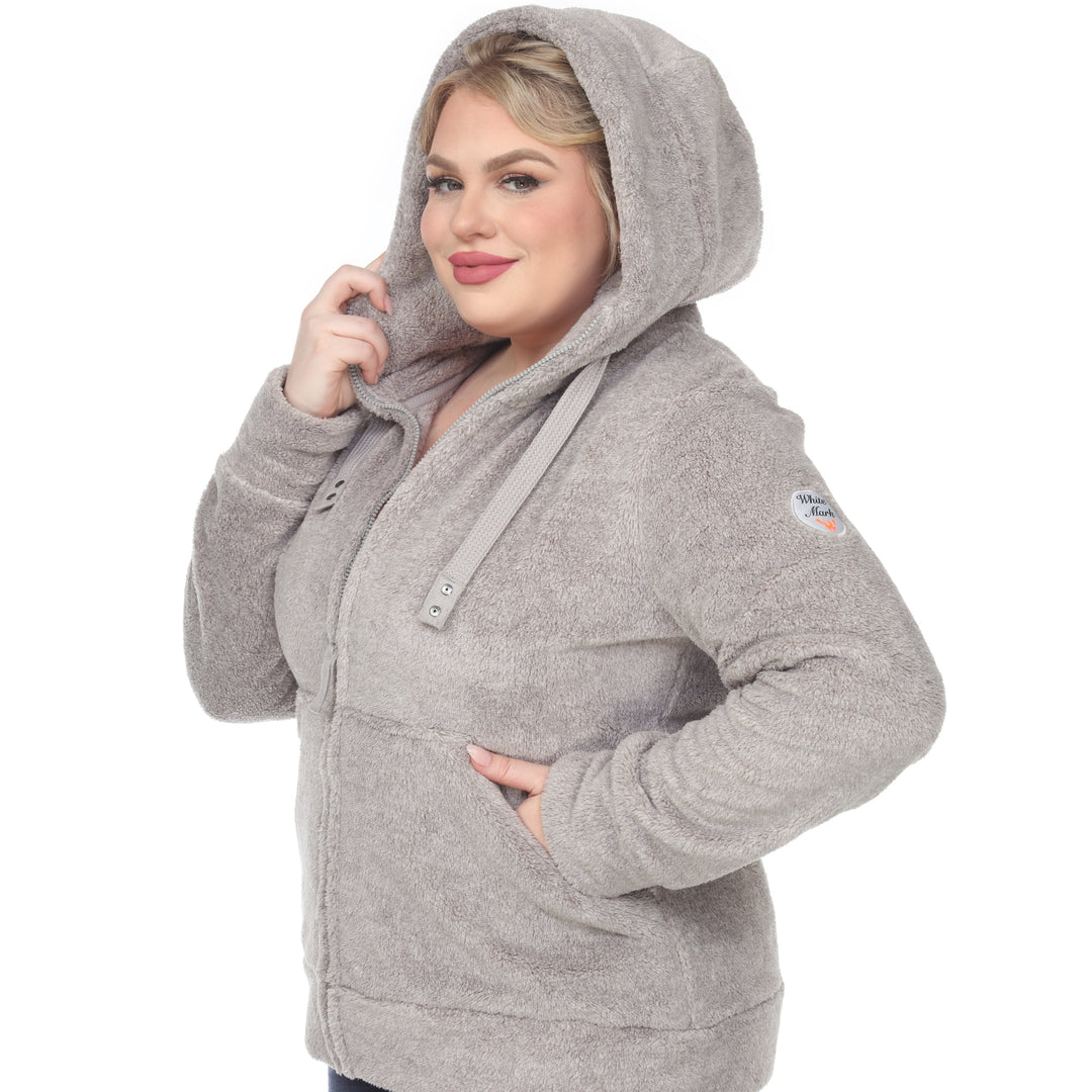 Women's Plus Size Hooded Sherpa Jacket