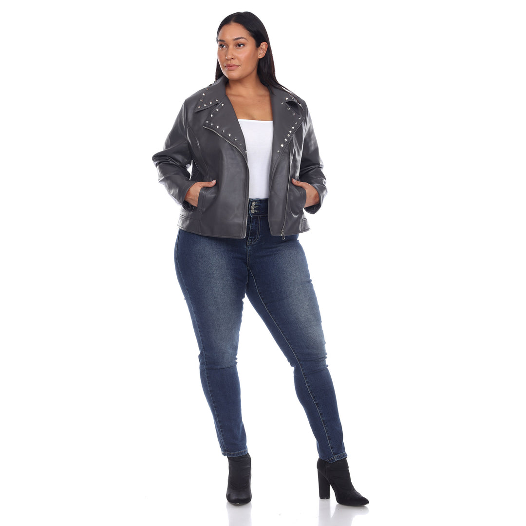 Women's Plus Size PU Faux Leather Jacket