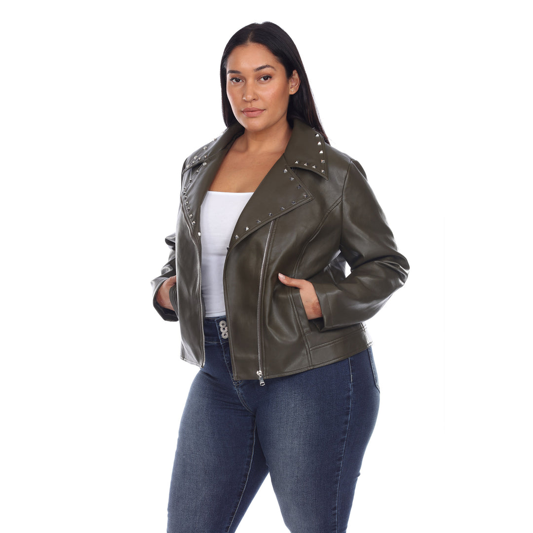 Women's Plus Size PU Faux Leather Jacket