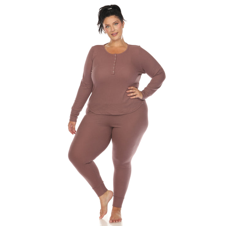 Women's Plus Size Waffle Pajama Set