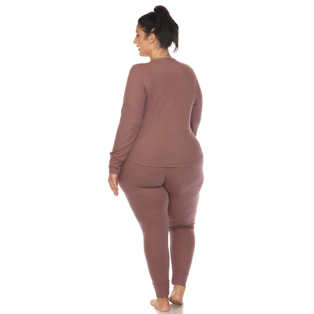 Women's Plus Size Waffle Pajama Set