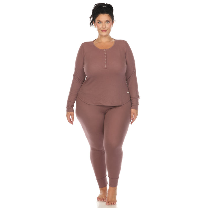 Women's Plus Size Waffle Pajama Set