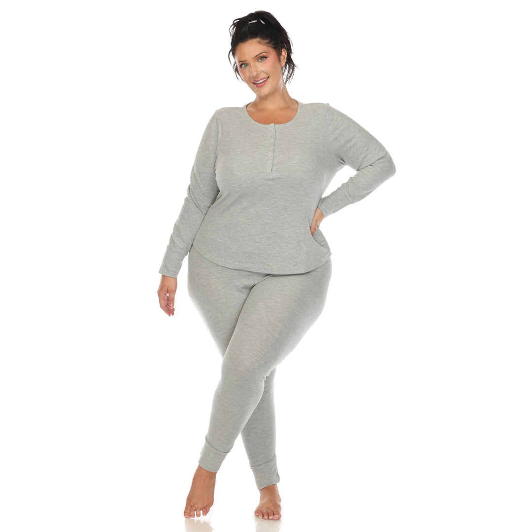 Women's Plus Size Waffle Pajama Set