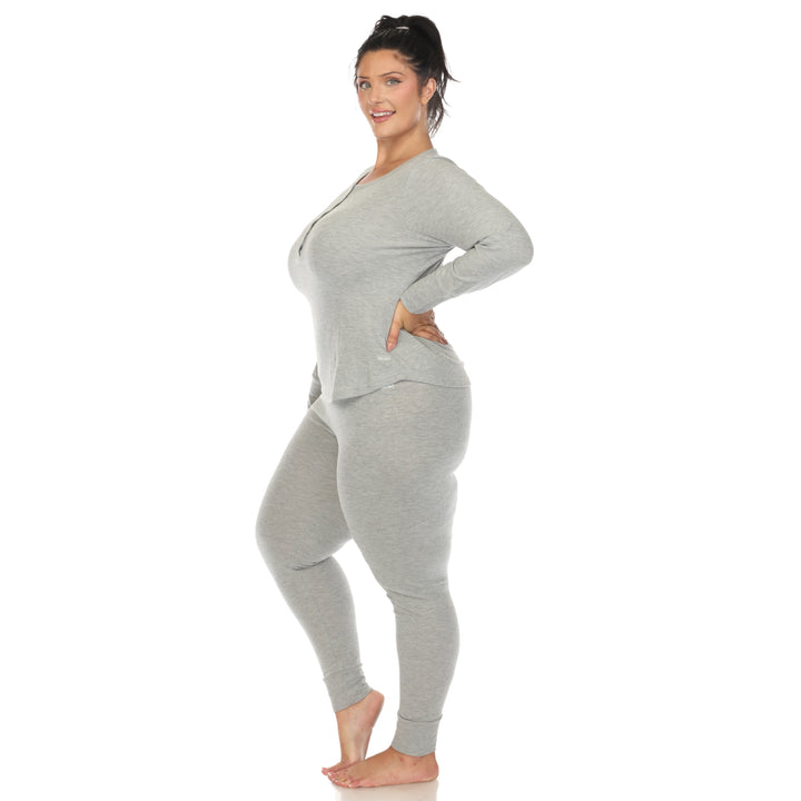 Women's Plus Size Waffle Pajama Set