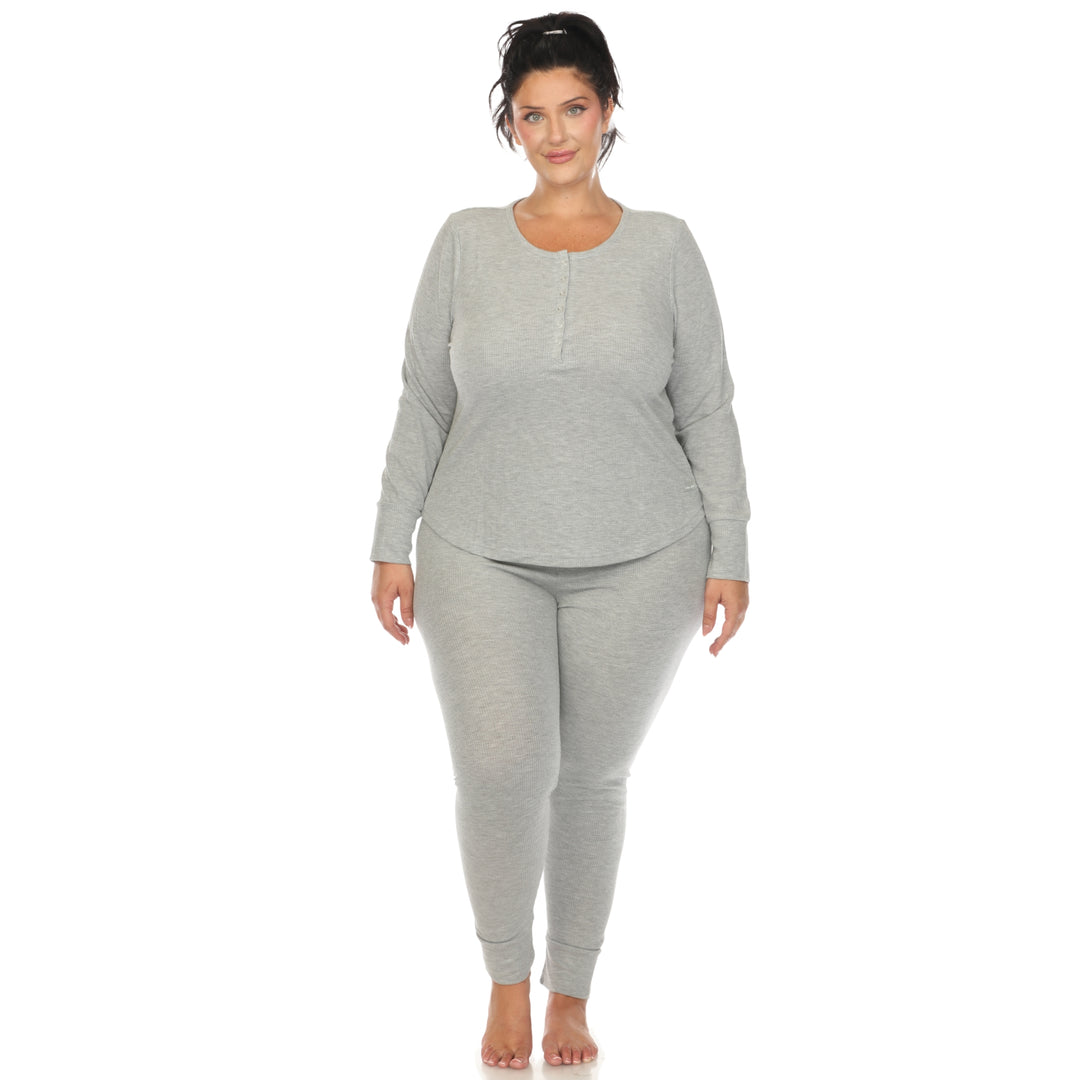 Women's Plus Size Waffle Pajama Set