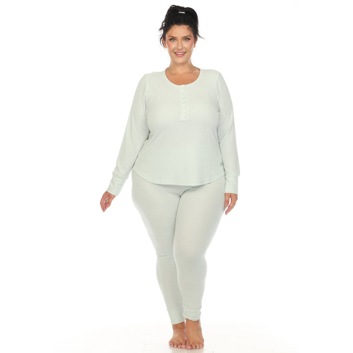 Women's Plus Size Waffle Pajama Set