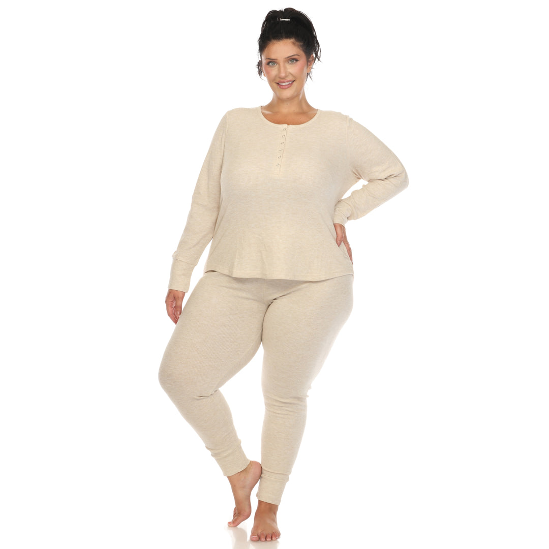 Women's Plus Size Waffle Pajama Set