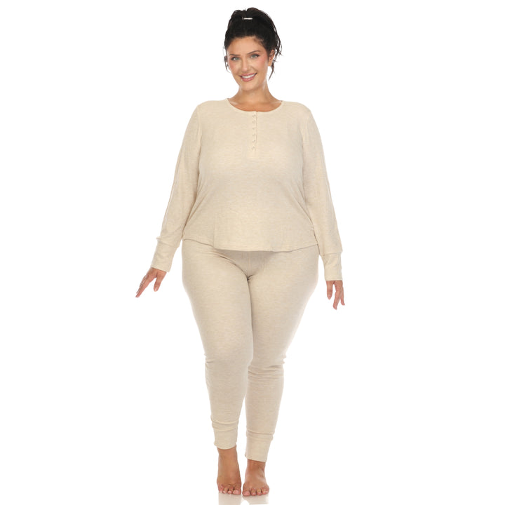 Women's Plus Size Waffle Pajama Set